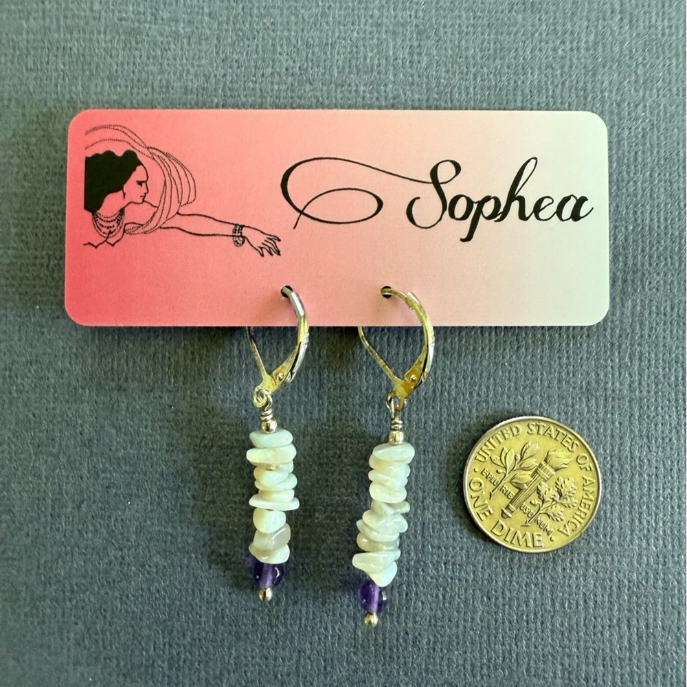 NWT Opal Amethyst Holly Blue Gemstone Statement Necklace and Earring Set Gift - Picture 7 of 11